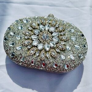 Elegant Silver Crystal Clutch